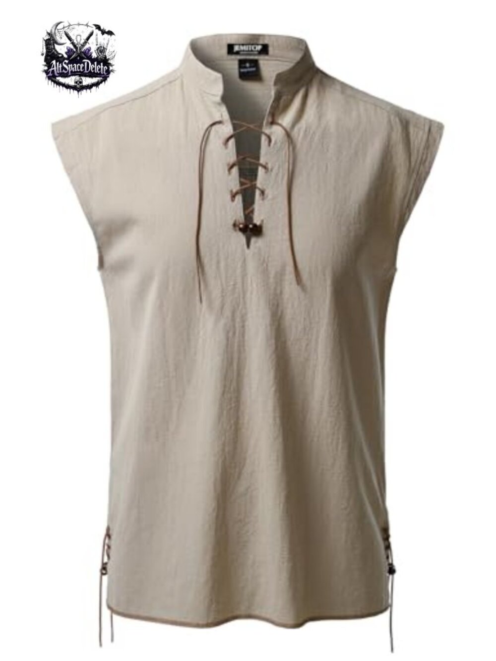Men's Retro Pirate Renaissance Costume Shirt 100% Cotton Sleeveless